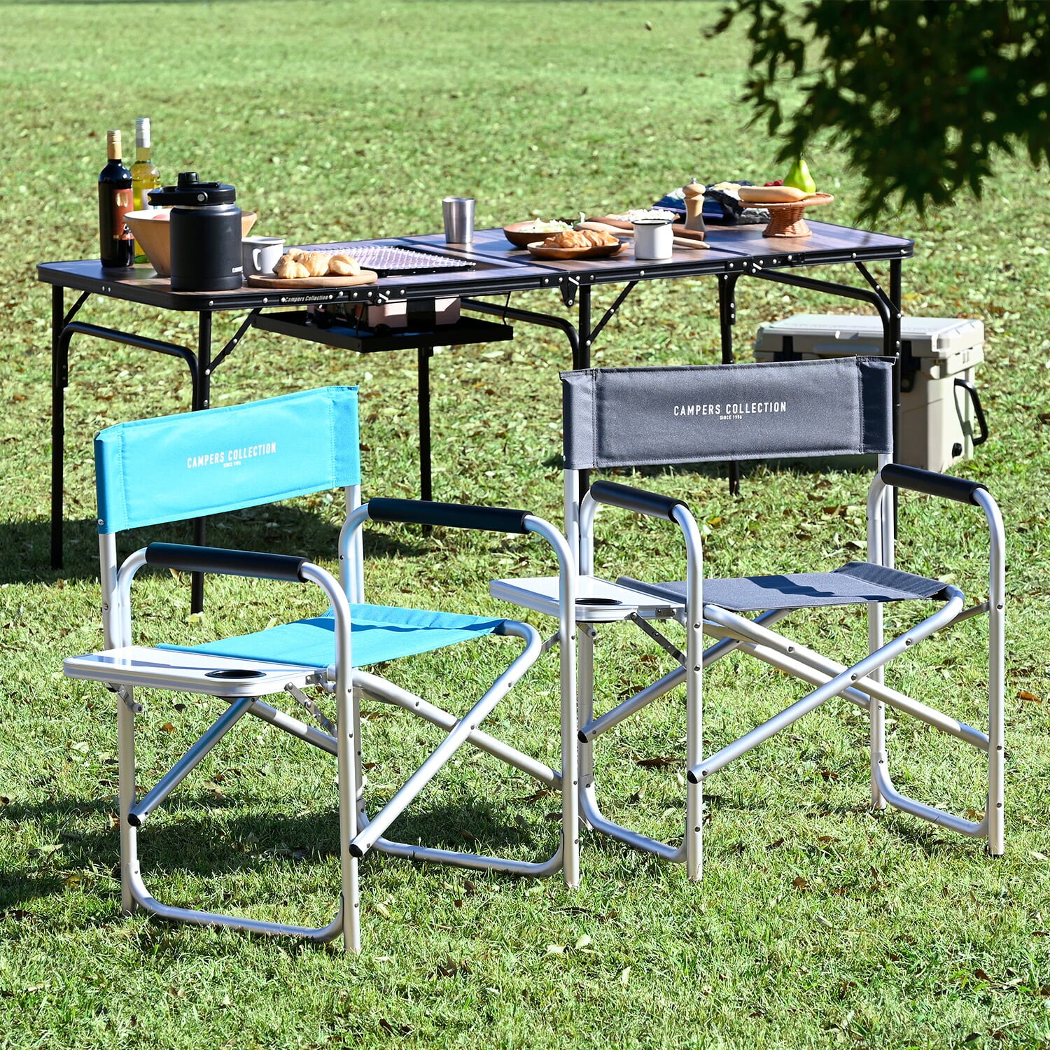 アウトドアチェア サイドテーブル付き 折りたたみ DD-02WT 山善 | 山善