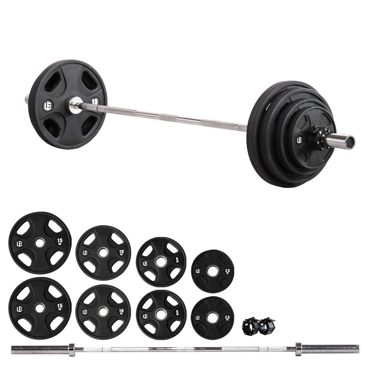 オリンピックバーベルセット 80kg バーベルプレート ＆ バーベル