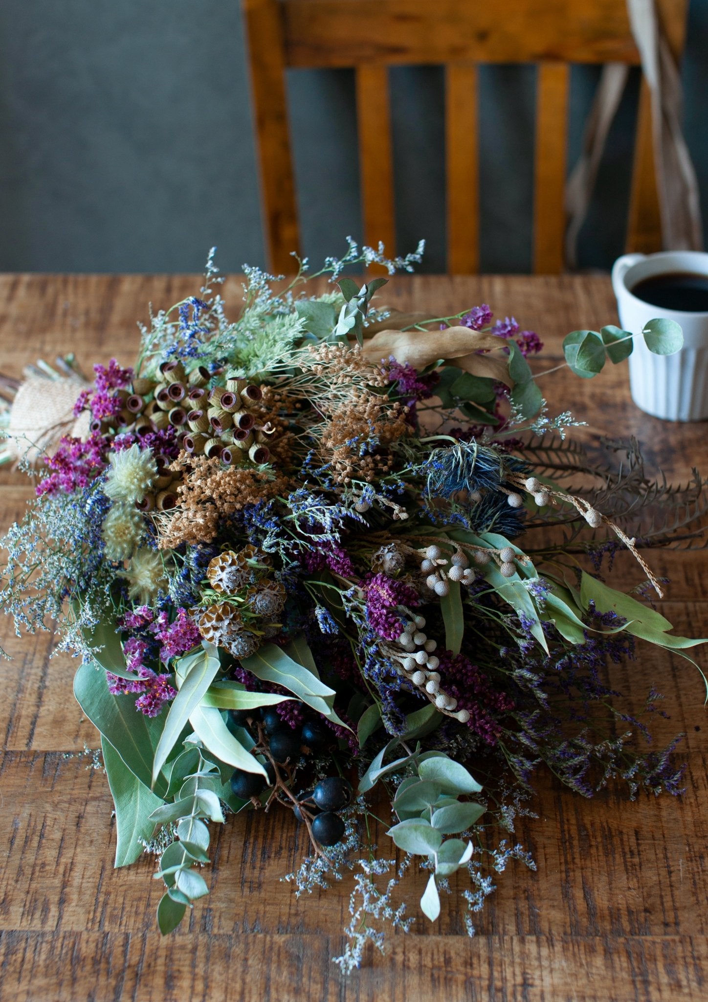 ドライフラワーギフト】ドライフラワースワッグ「ブルーピンク