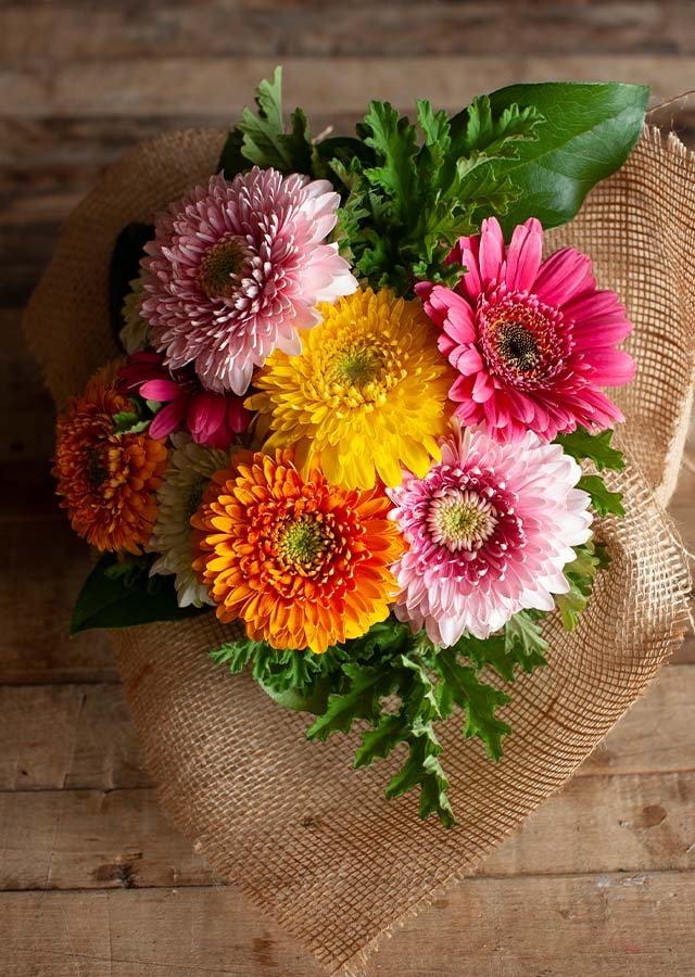 花束】カラフルガーベラブーケ「bonbon」【おしゃれなブーケ