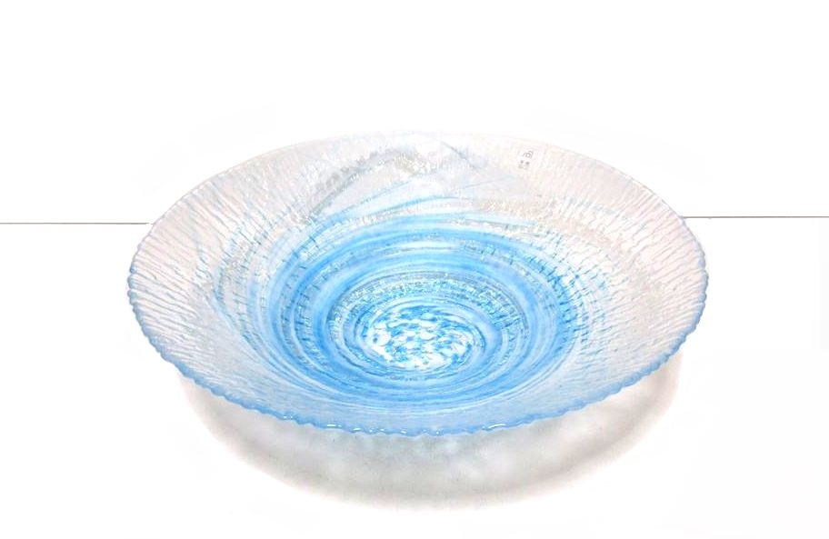 ガラス花器 渦水盤 スカイブルー G-101 - 花器ギャラリー 裕器