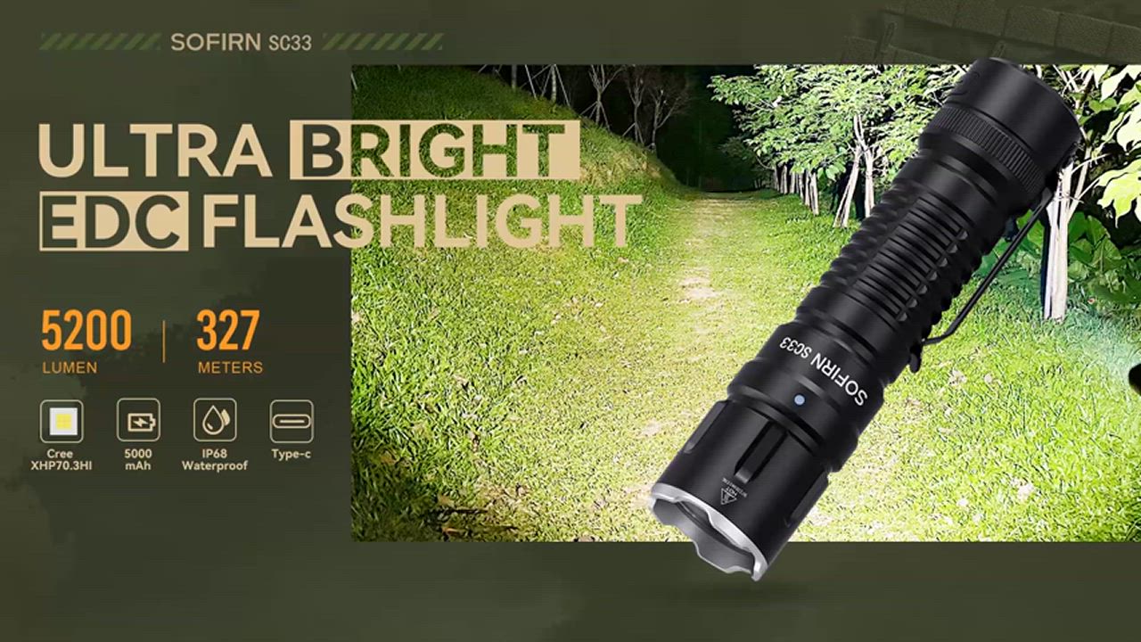 Sofirn SC33 フラッシュライト 5200ルーメン USB-C充電式 内蔵