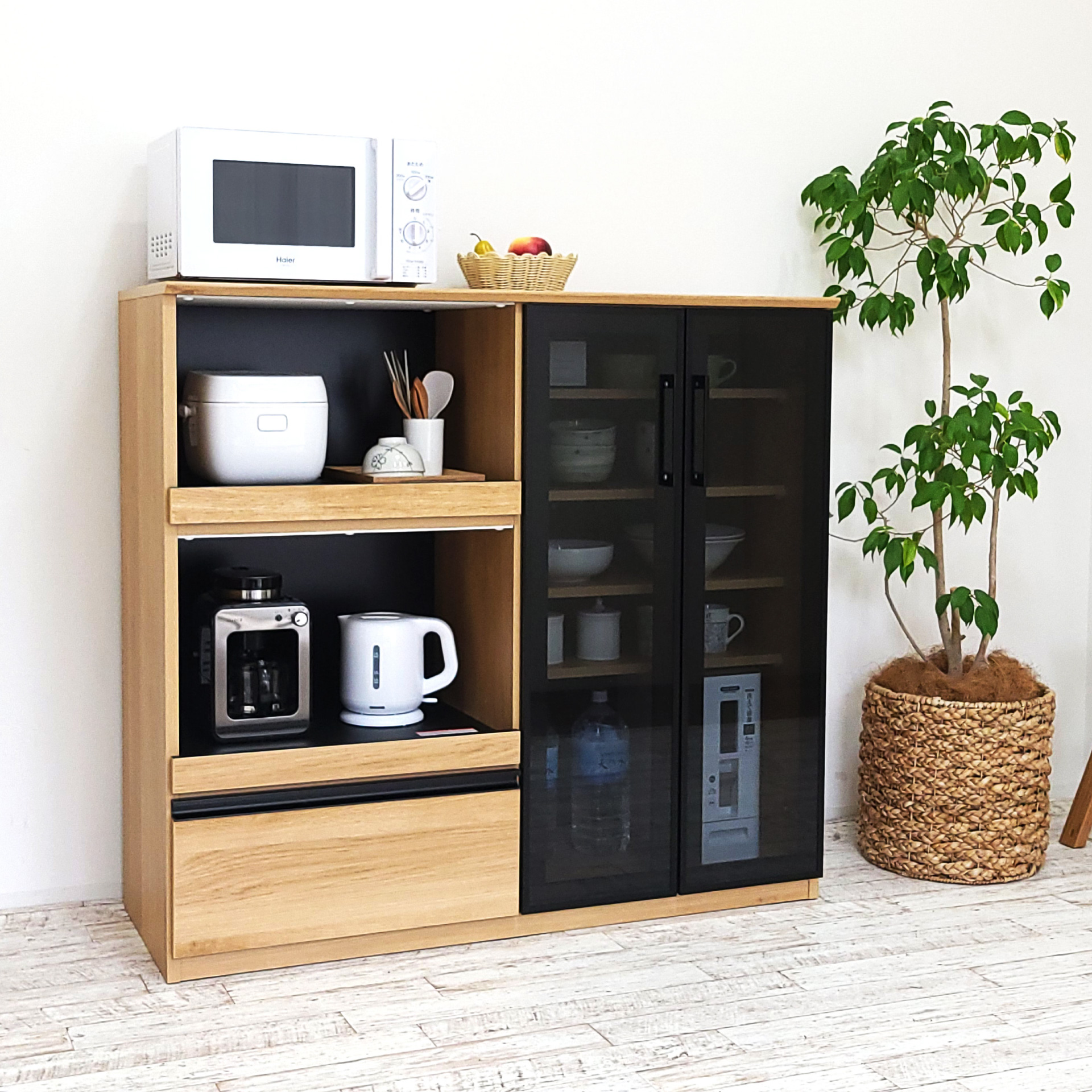 キッチンカウンター 幅90 開き戸 食器棚 キッチン収納 カップボード