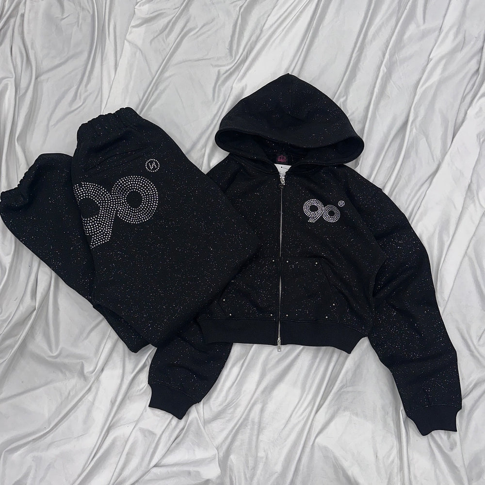 90 Logo Glitter Light Zip Hoodie【9090girl】 – YZ