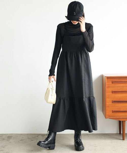 GeeRA（ジーラ） ワンピース ふくれジャカードキャミワンピース