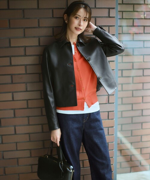 23区（ニジュウサンク） コート アウター ラムレザー ステンカラー