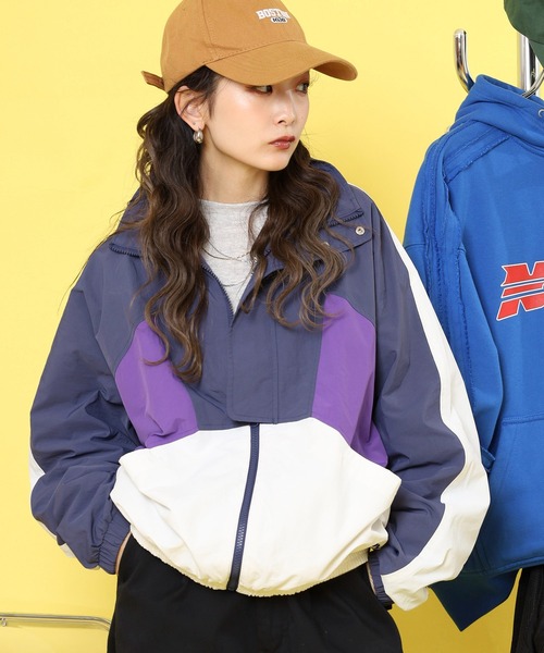 NERDY ナイロンジャケット スポーティーカラーブロックウィンド