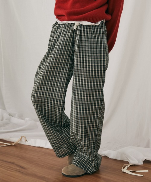 MERLOT（メルロー） パンツ 「ウエストゴム」ギンガムチェックイージー