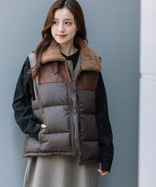 Munich（ミューニック） ダウンベスト ベスト ダウンタフタ×ムートン