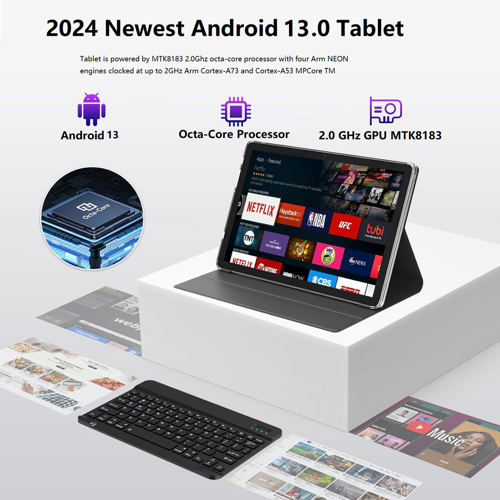 Tablet Android 14 Tablet,10 Inch Android Tablet with Keyboard,5G