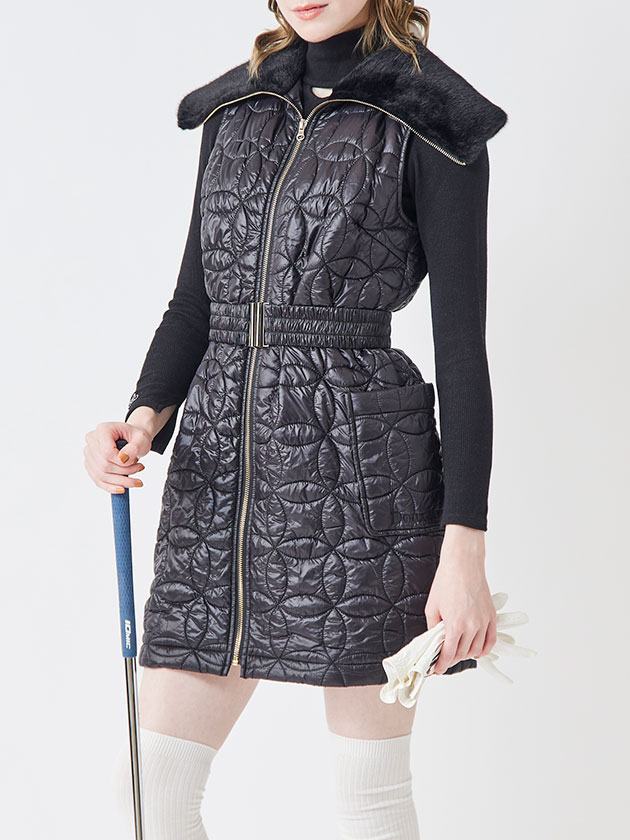 ドゥ アヴニール ファー付中綿キルティングワンピース DAO-6AH06