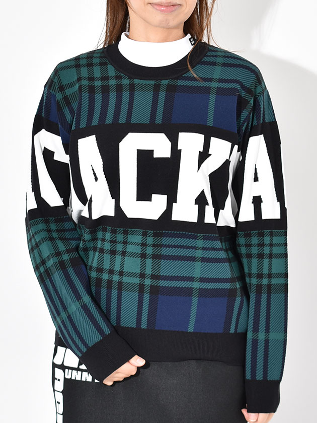 ジャックバニー チェッククルーネックニット 263-4270046（グリーン