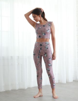 グレー系花柄 ヨガウェア Mサイズ 6da8e7f19dc7ed667271106f880f89