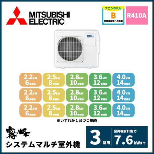 MXZ-6021AS 三菱電機 マルチ用室外機 【3室用 計7.6kWまで】 | 業務用