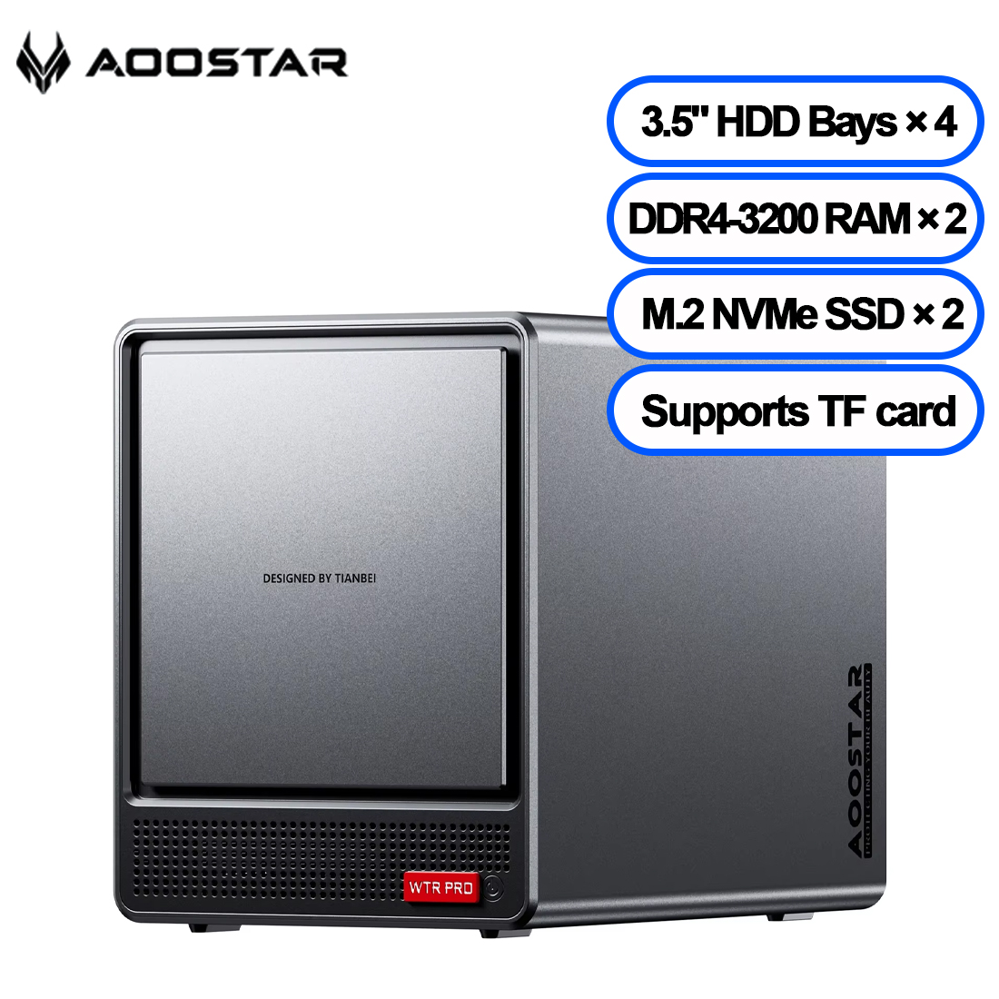 AOOSTAR Mini PC with 4 Bay Nas WTR PRO AMD Ryzen 7 5825u DDR4 16GB