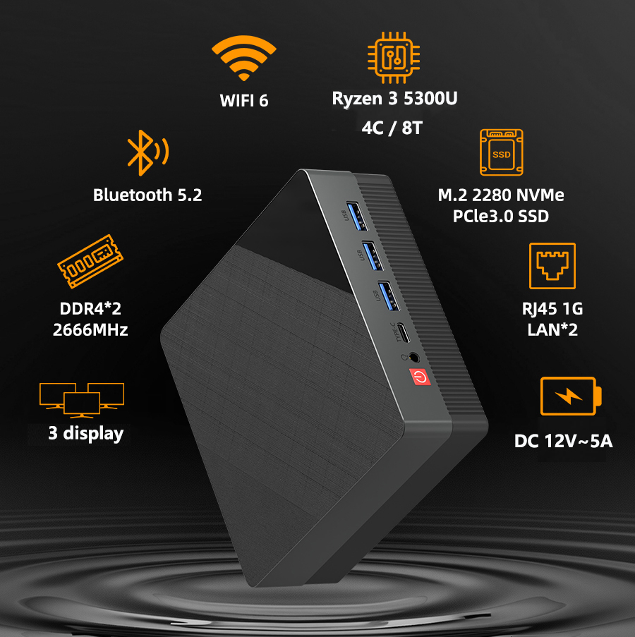 ZXIPC Mini PC Ryzen 7 5800H 6600H 7735HS 4500U DDR4 16GB 512GB