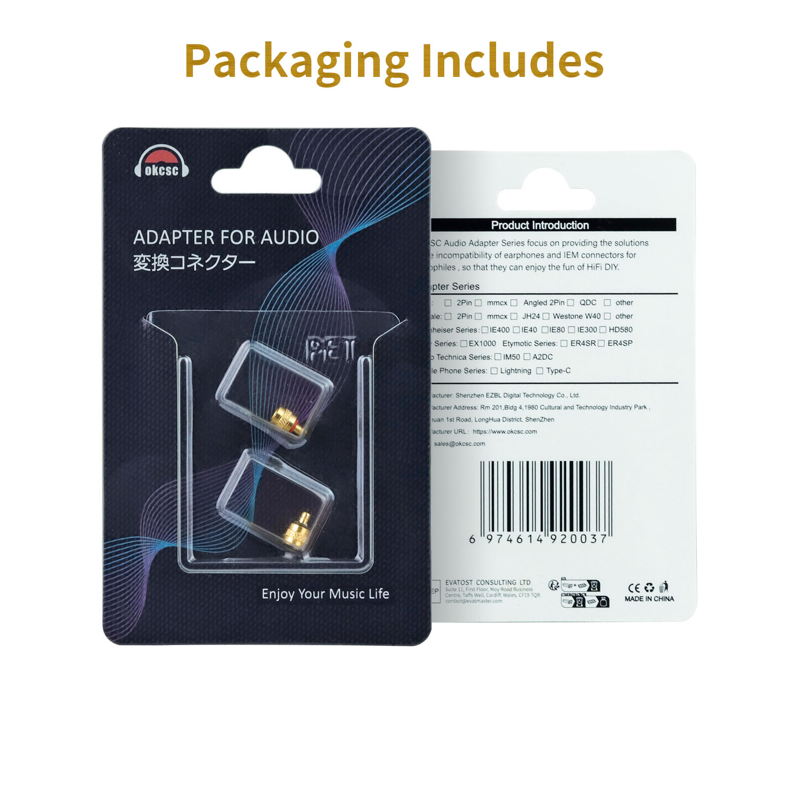 Okcsc-westone LINum baxイヤホンコネクタ、t2オスからmmcxメス