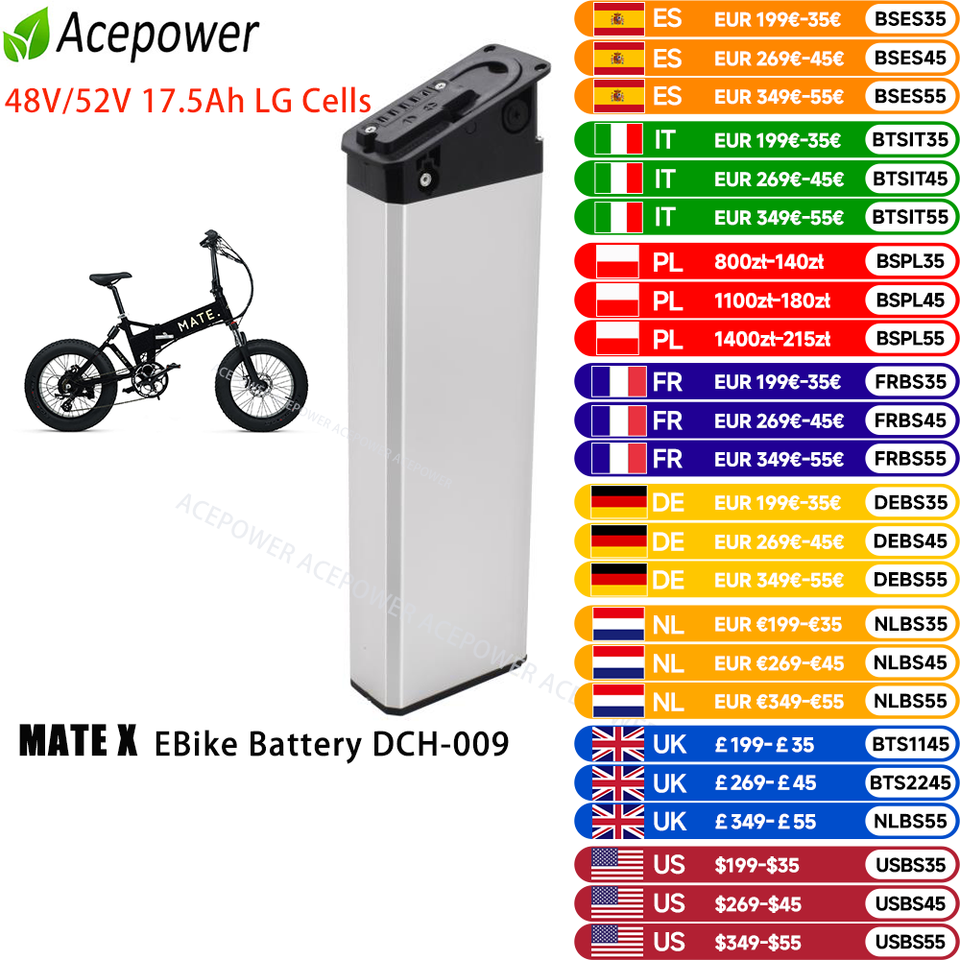電動自転車用交換用バッテリー,mate x Bike用,折りたたみ式,3a急速充電