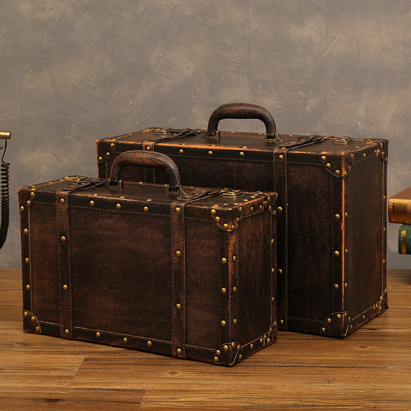 Customized Vintage Old Suitcase Leather Home Clothing Organizer