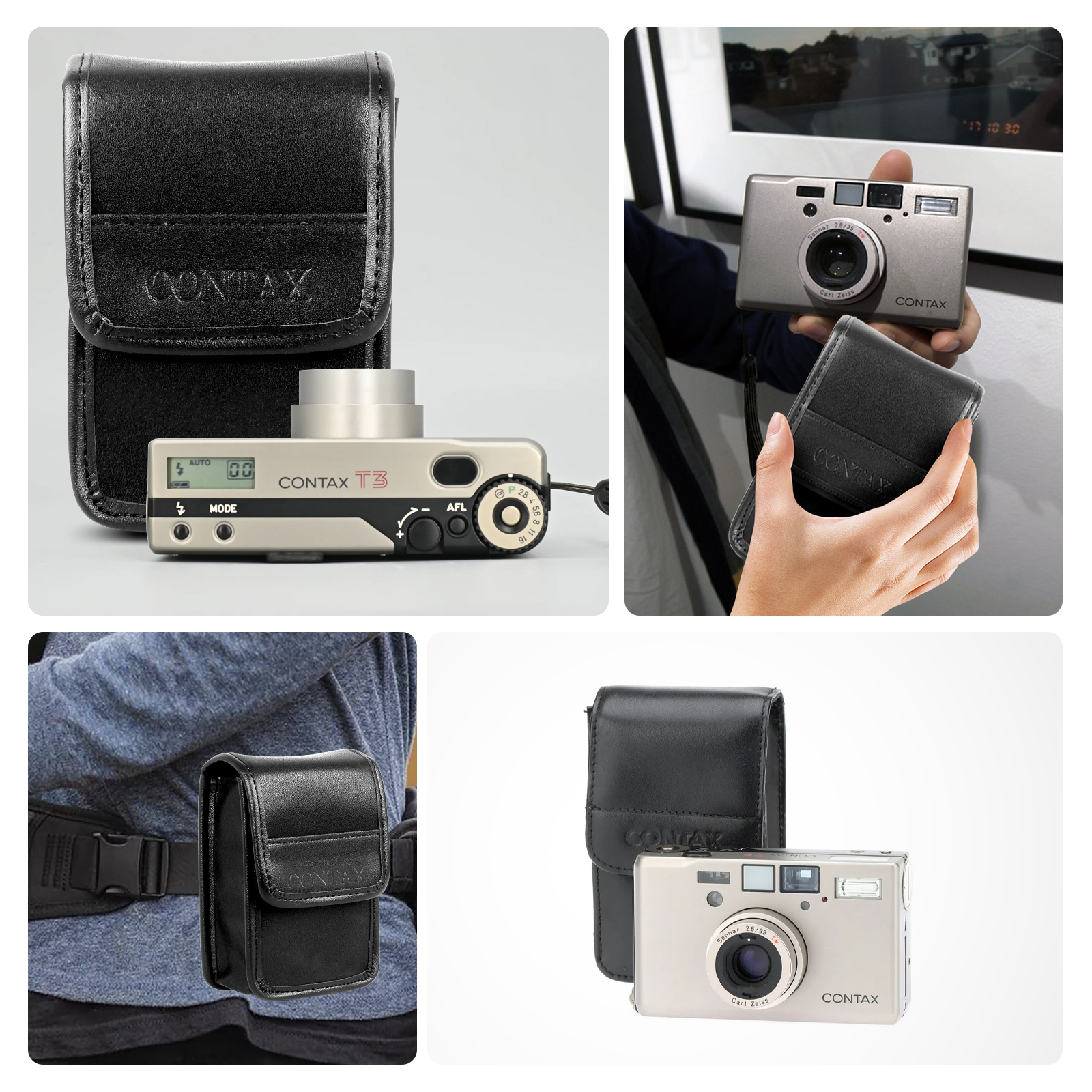 レザーカメラケースカバー保護バッグ Contax T2 T3 TVS1 TVS2 TVS3