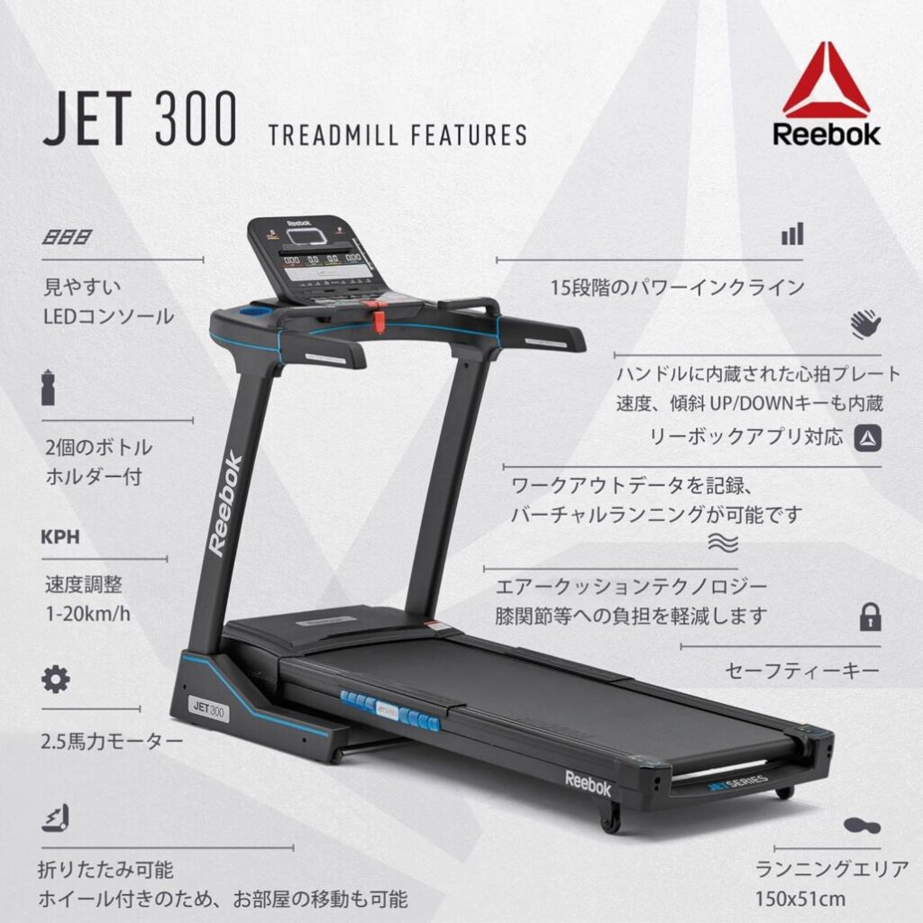 Reebok(リーボック) Jet300】レビュー！自宅でジム級のトレッドミルが