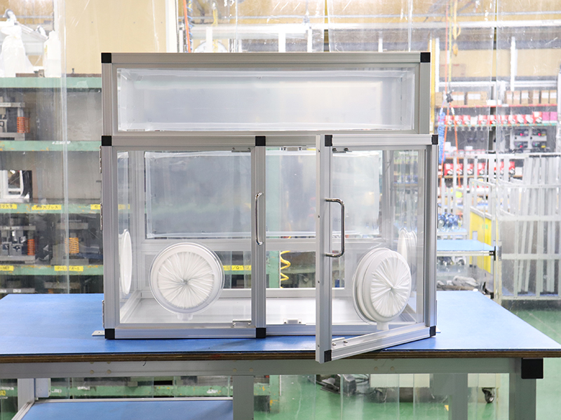 絞り手入れ窓付き卓上ベンチ2 | Alframe-ハンマー1本で組めるアルミ