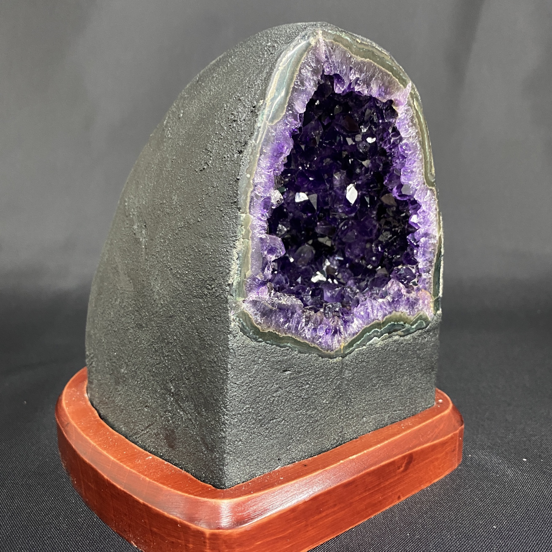 アメジスト 球体 置物 木製台座付き 天然アメジスト 球体 置物 木製