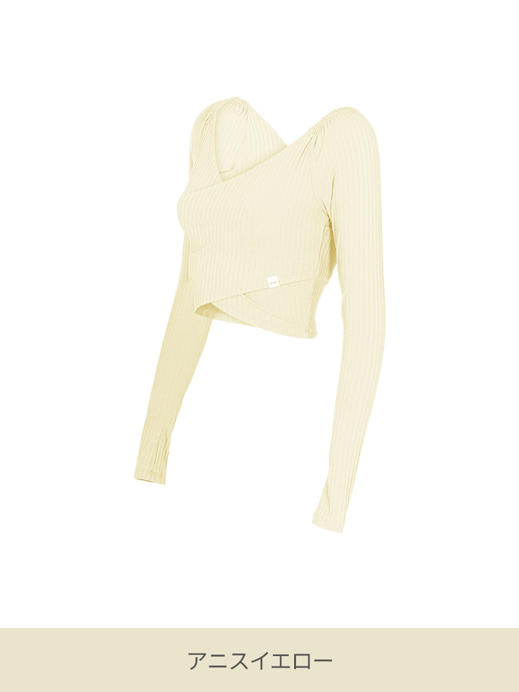 リブド ラップスタイル クロップド トップス | andar JAPAN