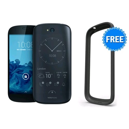 背面にE-Inkのモノクロディスプレイ搭載のYotaPhone 2(YD201)が