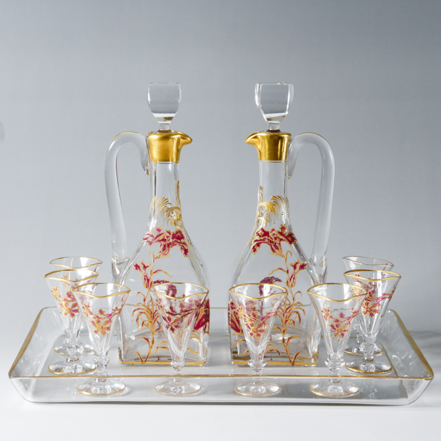 オールドバカラ「ジャポニスム 草花文 リキュールセット