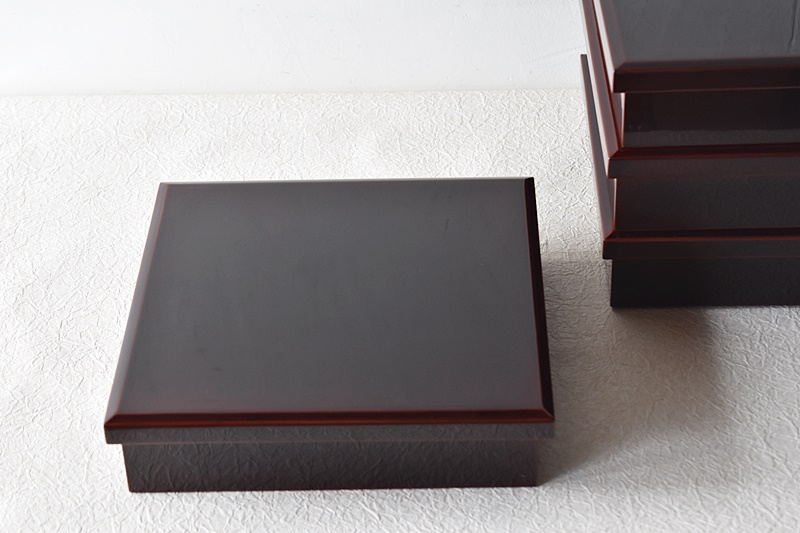 天然木製漆塗 輪島塗 溜塗 懐石弁当 松花堂弁当箱 4客セット - 生活