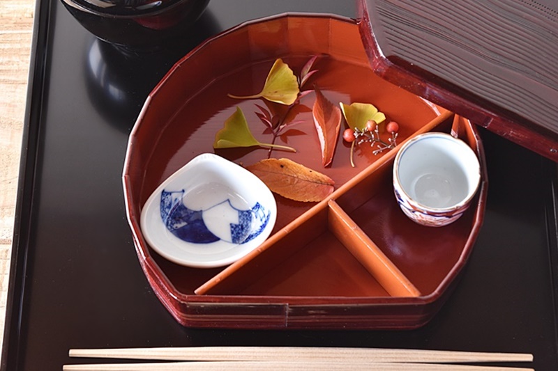 天然木製漆塗 溜塗 半月弁当 5客セット 茶懐石料理道具 茶懐石 - 生活