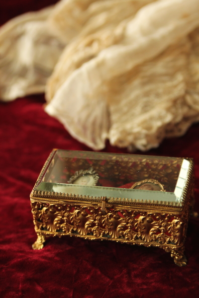 アンティークジュエリーボックス ガラス フランス 20190111 【Antiques