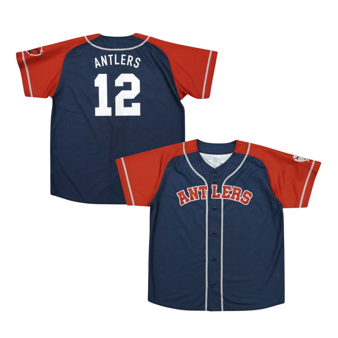 鹿島国立】ラグランベースボールシャツ（ネイビー×レッド）全8種