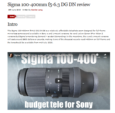 シグマ100-400mm F5-6.3 DG DN OSはGMに匹敵する解像性能で魅力的な