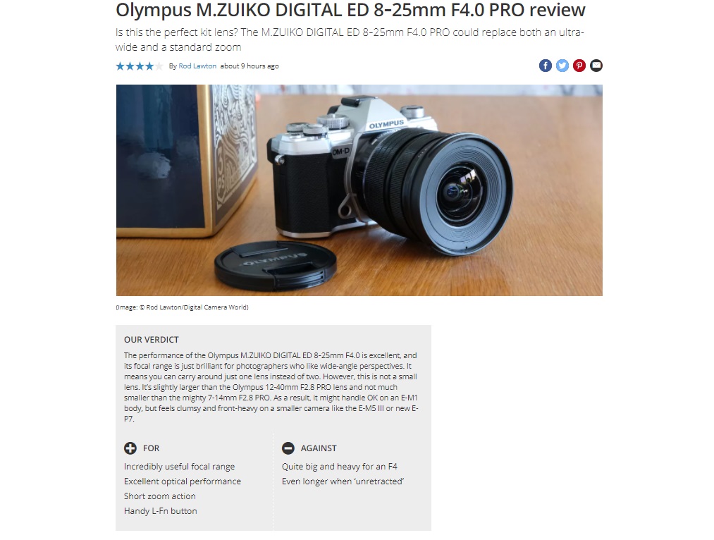 オリンパス ED 8-25mm F4.0 PROは便利で高性能なズームレンズだが大き