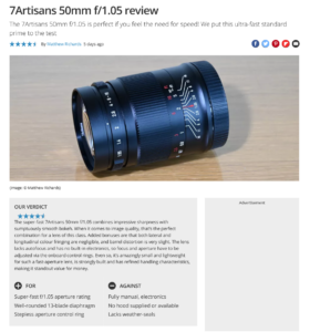 七工匠7Artisans 50mm F1.05はコストパフォーマンス抜群の超大口径