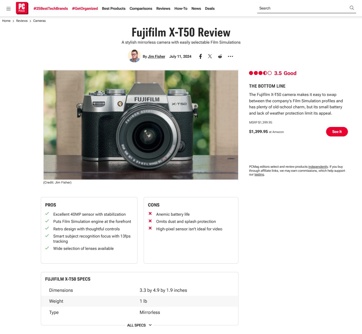 FUJIFILM X-T50 スタイリッシュだが小型バッテリー・防塵防滴非対応