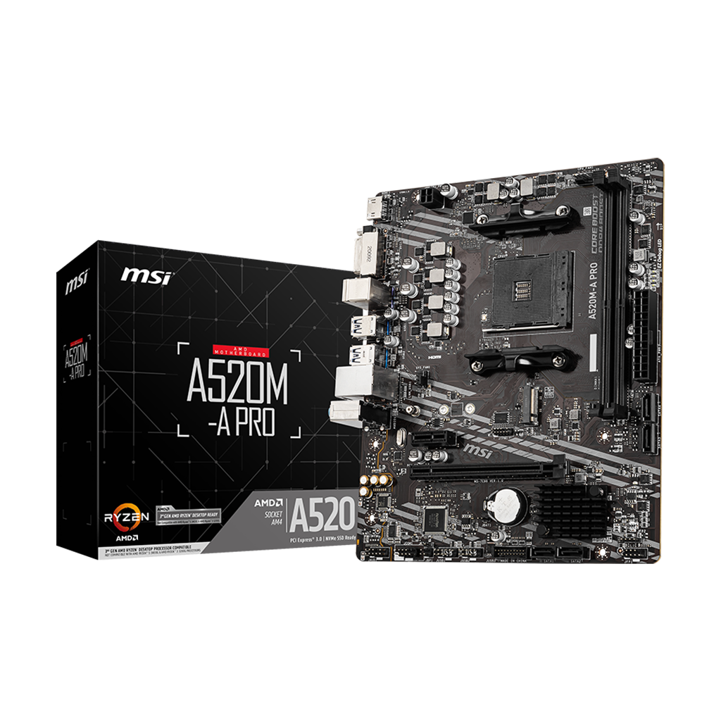 MSI A520M-A PRO Micro-ATX Motherboard for AMD Ryzen - MSI-US
