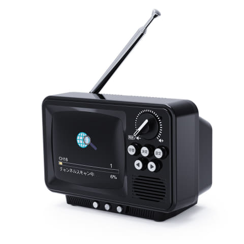 液晶画面を“ブラウン管風に加工”した小型ワンセグ・デスクトップテレビ