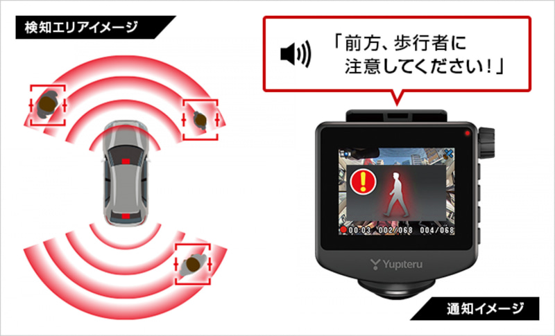 ユピテル、人検知”A.I.”搭載の新型ドライブレコーダー「マルミエ ZQ