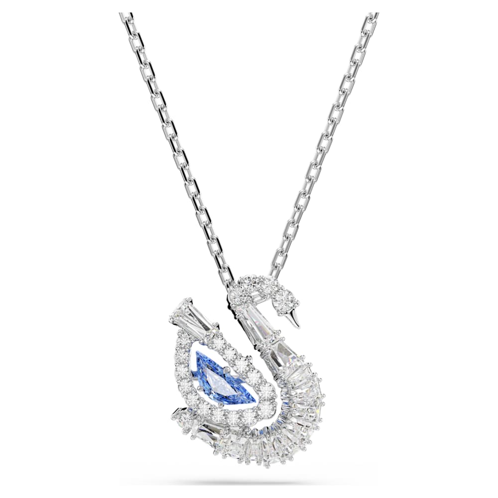 Swan pendant, Mixed cuts, Swan, Blue | Swarovski
