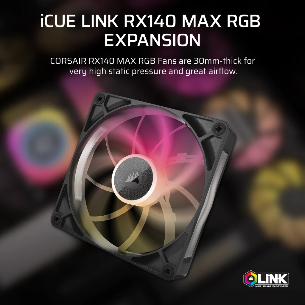iCUE LINK RX140 MAX RGB 140mm PWM Thick Fan Expansion
