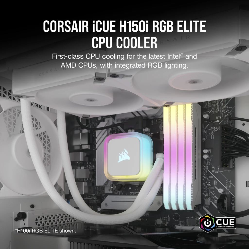 iCUE H150i RGB ELITE 水冷式 CPU クーラー - ホワイト