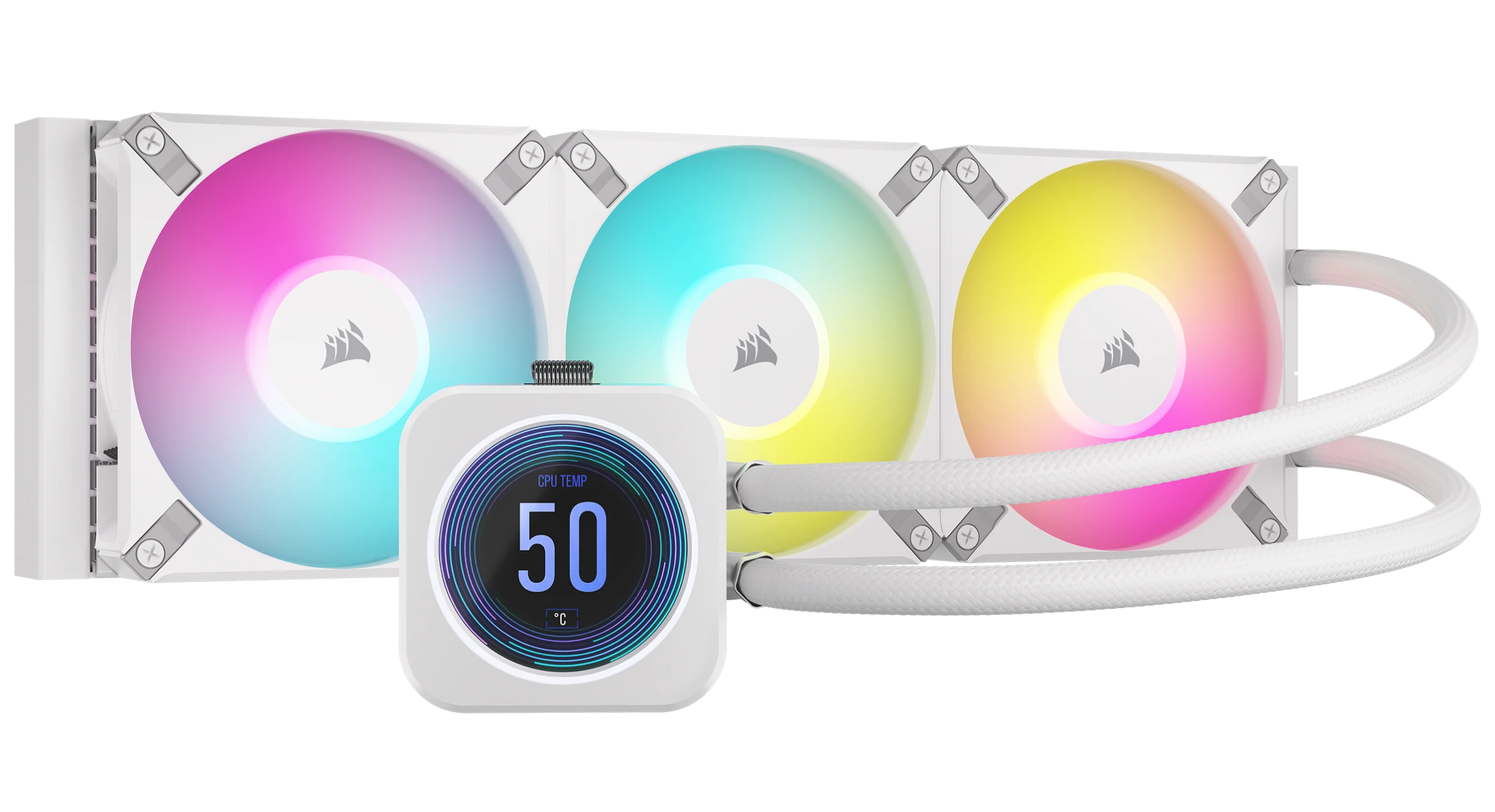 iCUE H150i ELITE LCD XT Display Liquid CPU Cooler, White