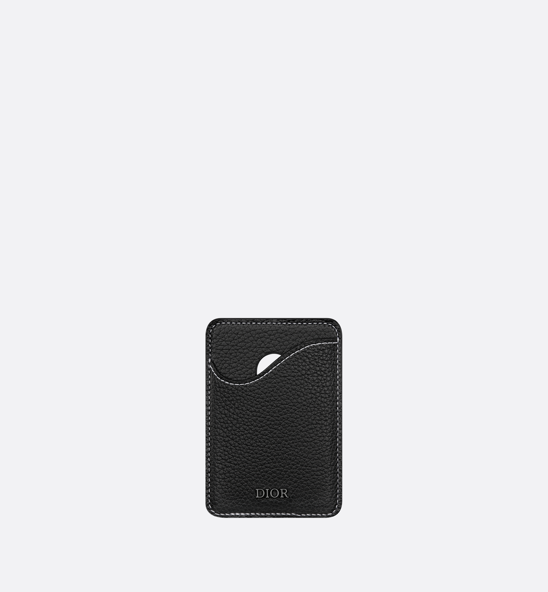 Saddle Magnetic Card Holder Black Grained Calfskin | DIOR