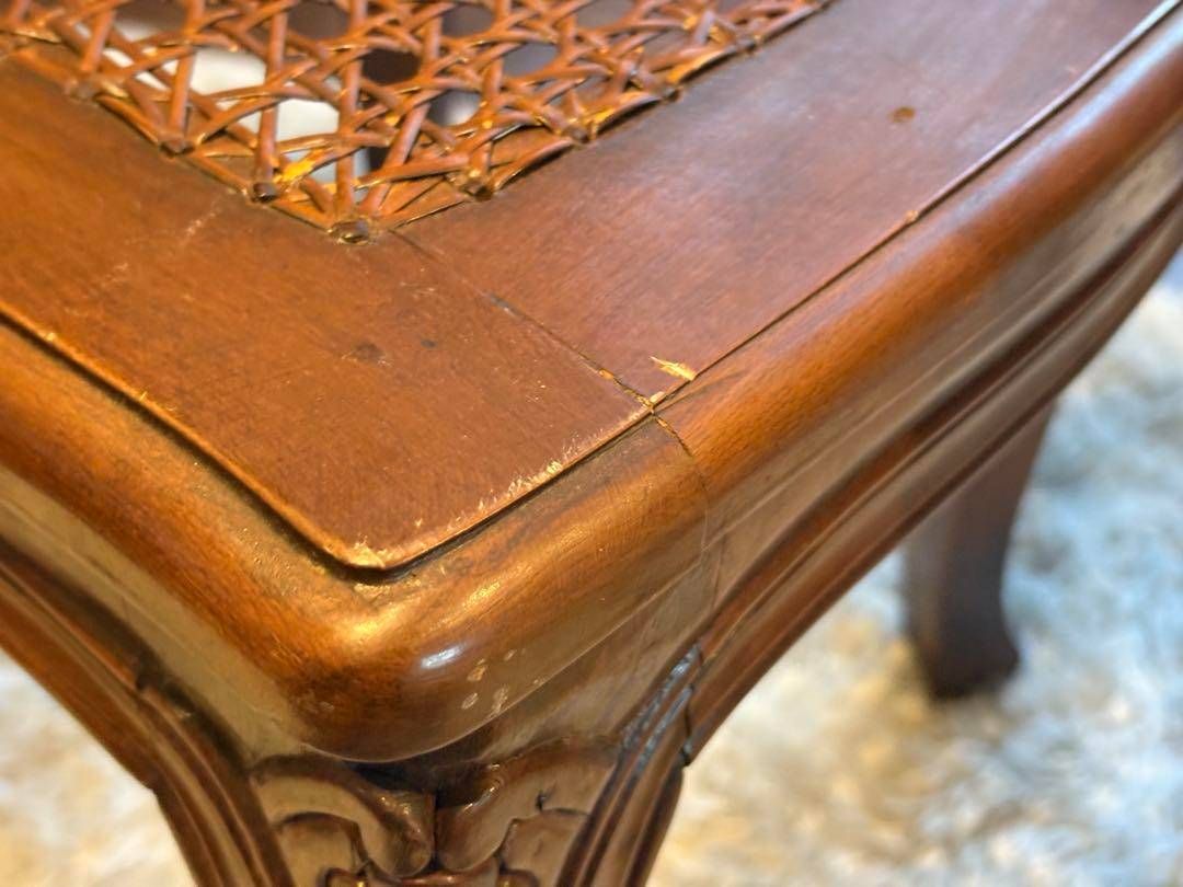 フレンチアンティーク 猫脚 クラシック ラタンシートチェア