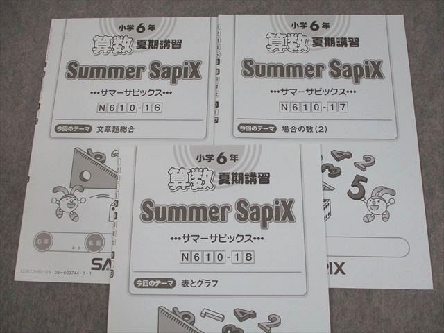 SAPIX サピックス 小6 算数 夏期講習 サマーサピックス N610-01～18