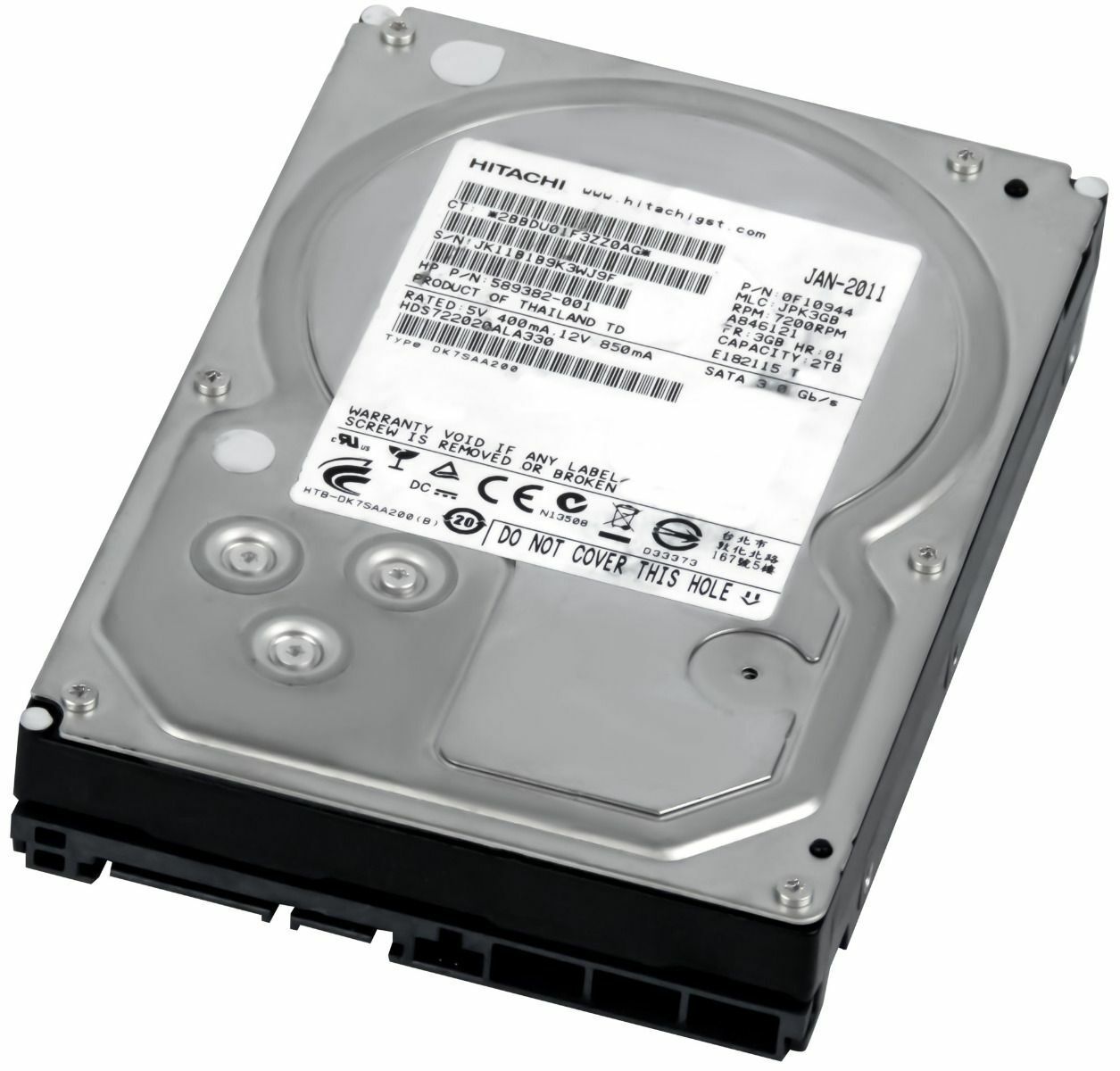 3年保証】Hard Drive Hitachi HDS722020ALA330 2TB 7200U/Min SATA II