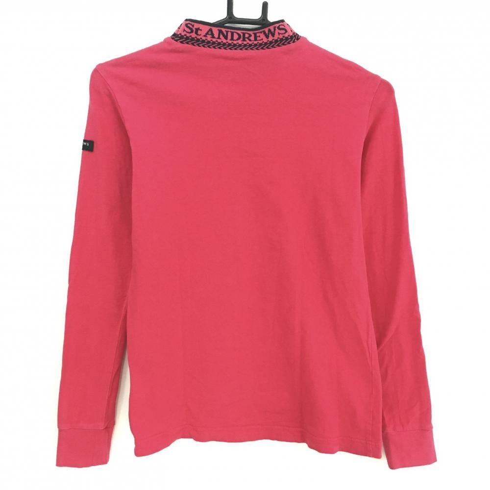 セントアンドリュース 長袖ハイネックシャツ レッドピンク×黒